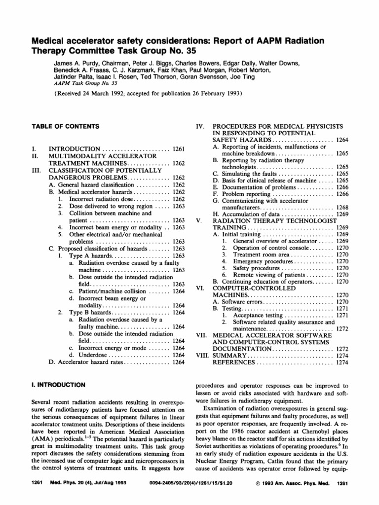 AAPM Report On Accelerator Safety PDF