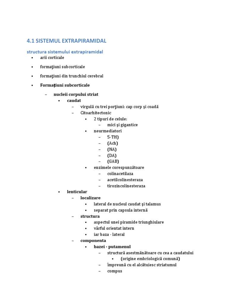 4.1 Sistemul Extrapiramidal | PDF