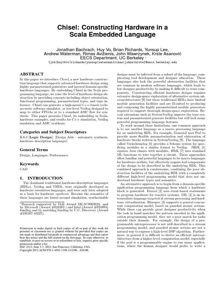 Chisel Dac 2012 Corrected PDF Hardware Description Language