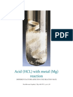 Acid (HCL) With Metal (MG) Reaction: Different Factors Affecting The Reaction Rate