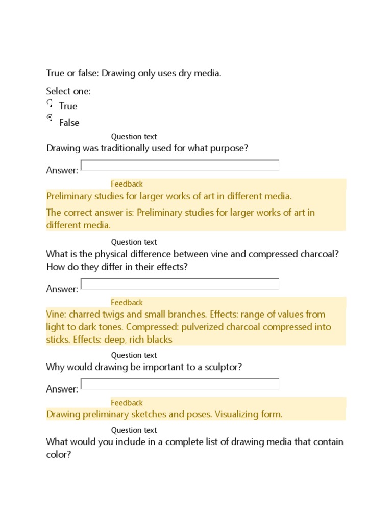 Module 3 Quiz. Answers Key PDF Printmaking Drawing