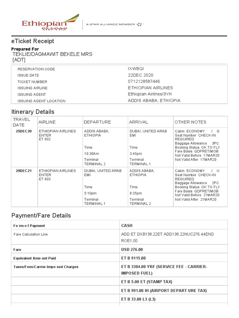 Ethiopian airline 2024 baggage allowance