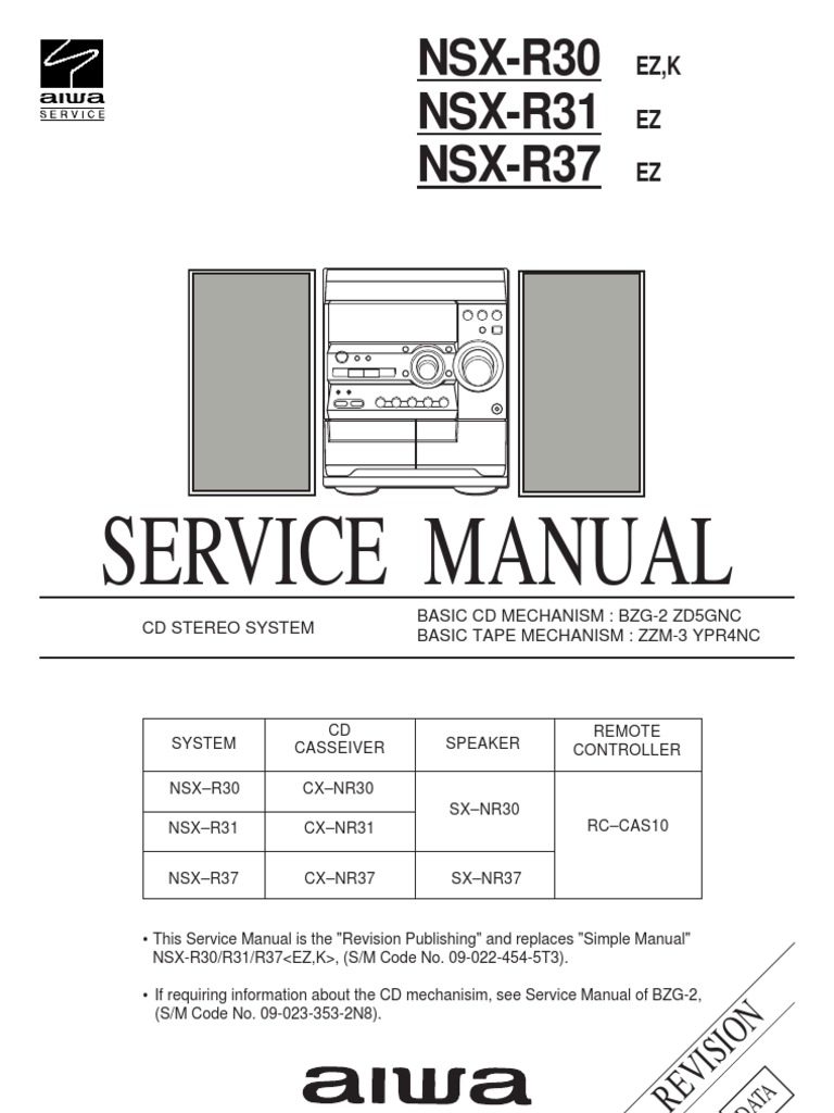 Service Manual Aiwa NSX-R37 | PDF | Loudspeaker | Capacitor