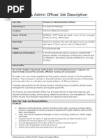 Download Finance and Admin Officer Job Description by Mike Small SN50528335 doc pdf