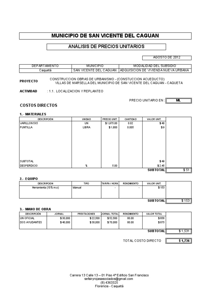 Presup Acueducto Pdf Plomería Ingeniería Hidráulica