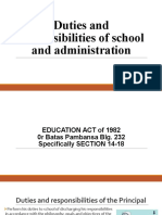 Duties and Responsibilities of School and Administration