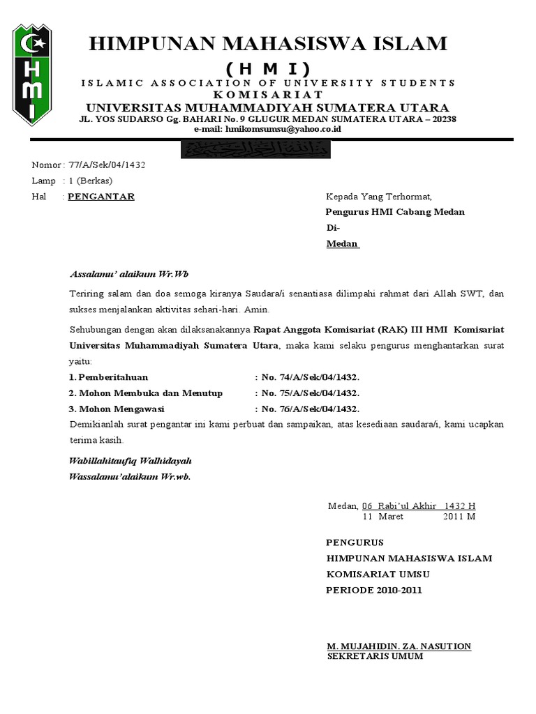 Contoh Format Surat Hmi Contoh Surat