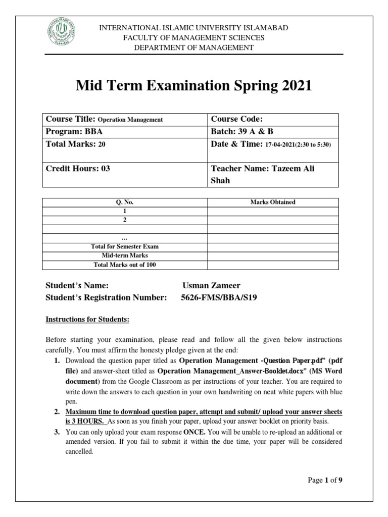 Operation Management - Answer-Booklet | PDF | Computing | Software
