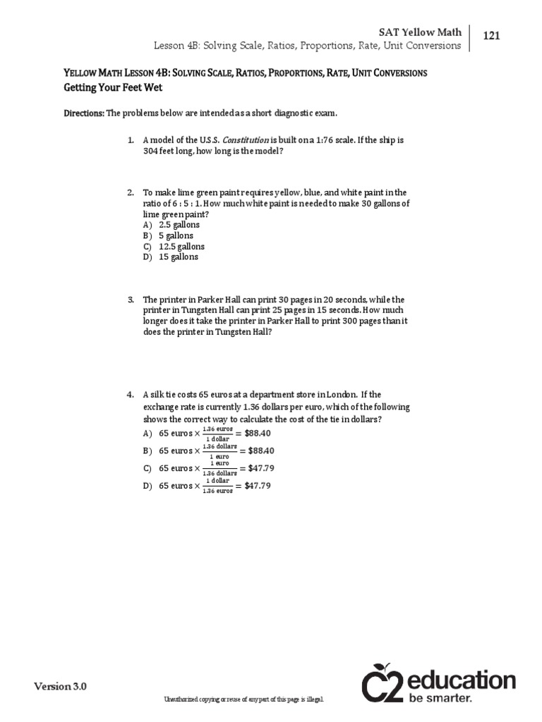 SAT Math: Proportions and Rates | PDF | Sat | Ratio