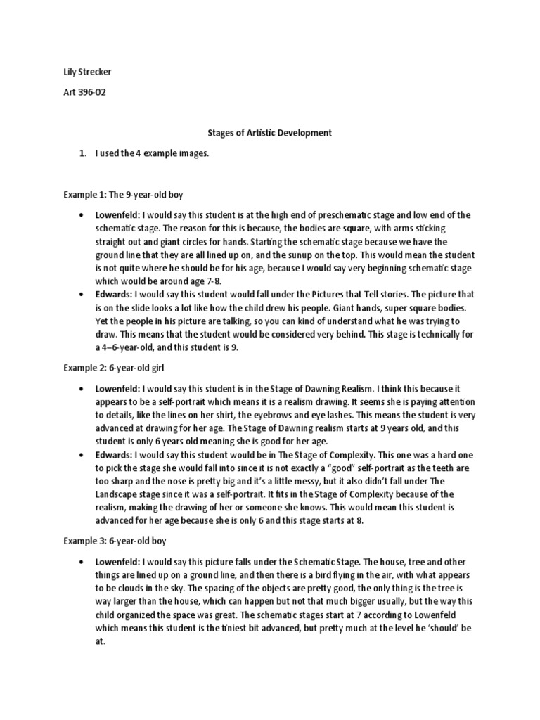 Stages of Artistic Development | PDF | Language Arts & Discipline ...