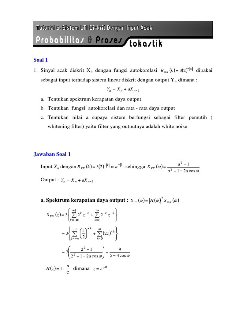 Tutorial 6 Sistem LTI Diskrit Dengan Input Acak | PDF