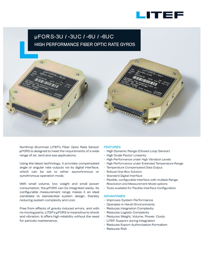Datasheet UFORS3U 6U Fiber Optic Rate Gyros 01 PDF Gyroscope