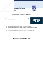 Lahore Grammar School: Winter Holidays Homework - 2020/2021