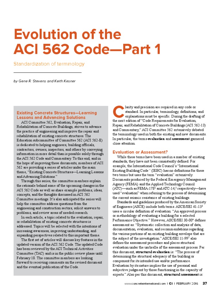 Evolution of ACI 562 Code Part 1 | PDF | Earthquake Engineering ...