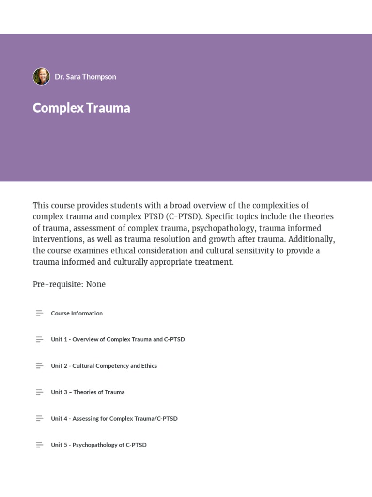 Understanding Complex Trauma and C-PTSD | PDF | Complex Post Traumatic ...