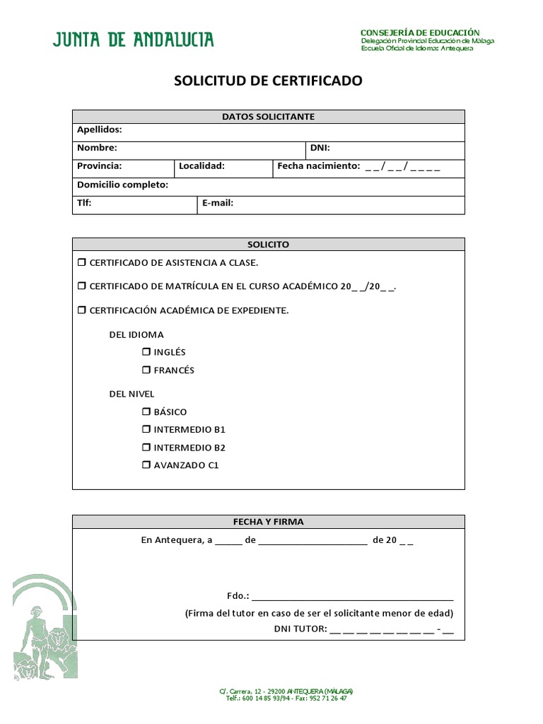 Solicitud de Certificado | PDF