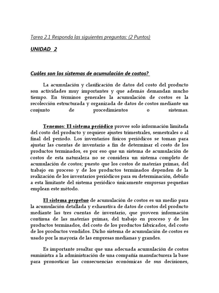 Sistemas de Acumulación de Costos | PDF | Costo | Inventario