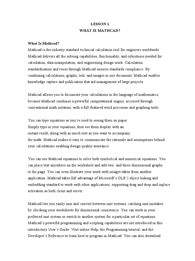 Introduction to Mathcad for Engineers | PDF | Function (Mathematics ...