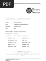 Distributed Information Systems Exam December 2006 - UK University BSc Final Year