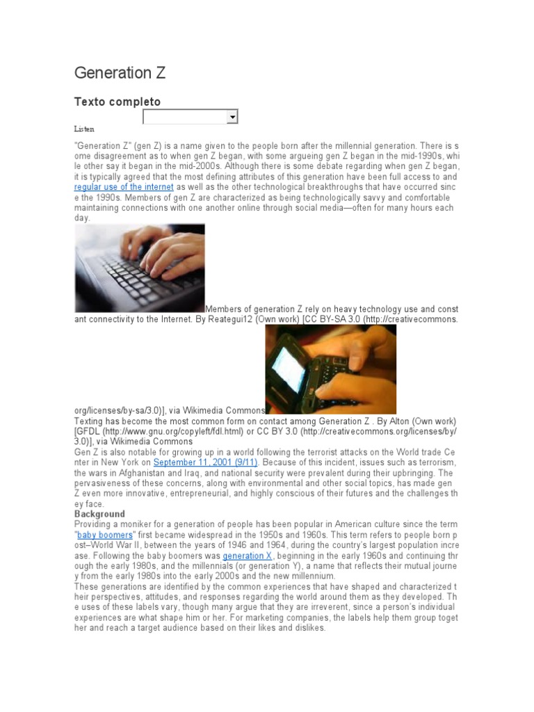 Generation Z: Texto Completo | PDF | Text Messaging | Adolescence