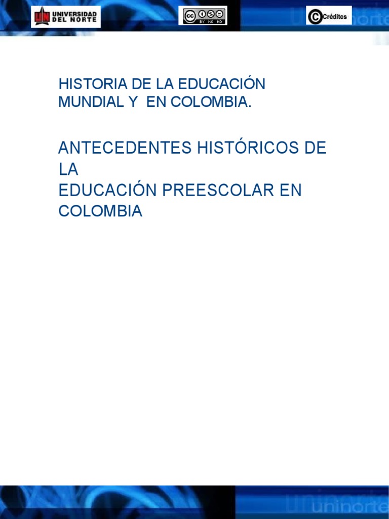 Historia de la Educación Preescolar en Colombia | PDF