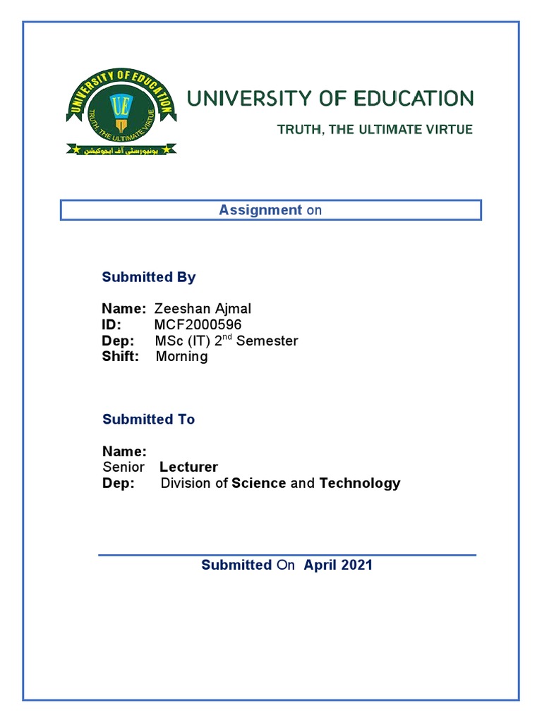 Assignment Cover Page | PDF