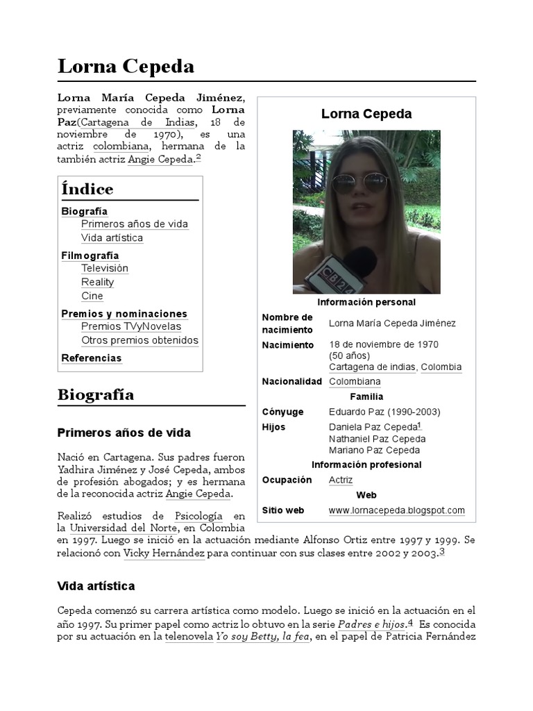Biografía de Lorna Cepeda | PDF | Televisión | Entretenimiento (general)
