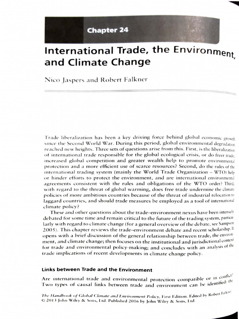 Trade, Environment, and Climate Change | PDF | Most Favoured Nation ...
