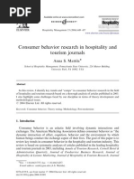 Consumer Behavior Research In Hospitality And Tourism Journals