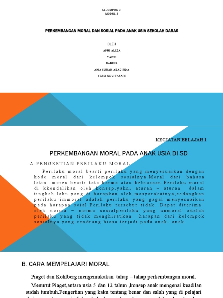 Perkembangan Moral dan Sosial Anak SD | PDF | Karier & Perkembangan ...