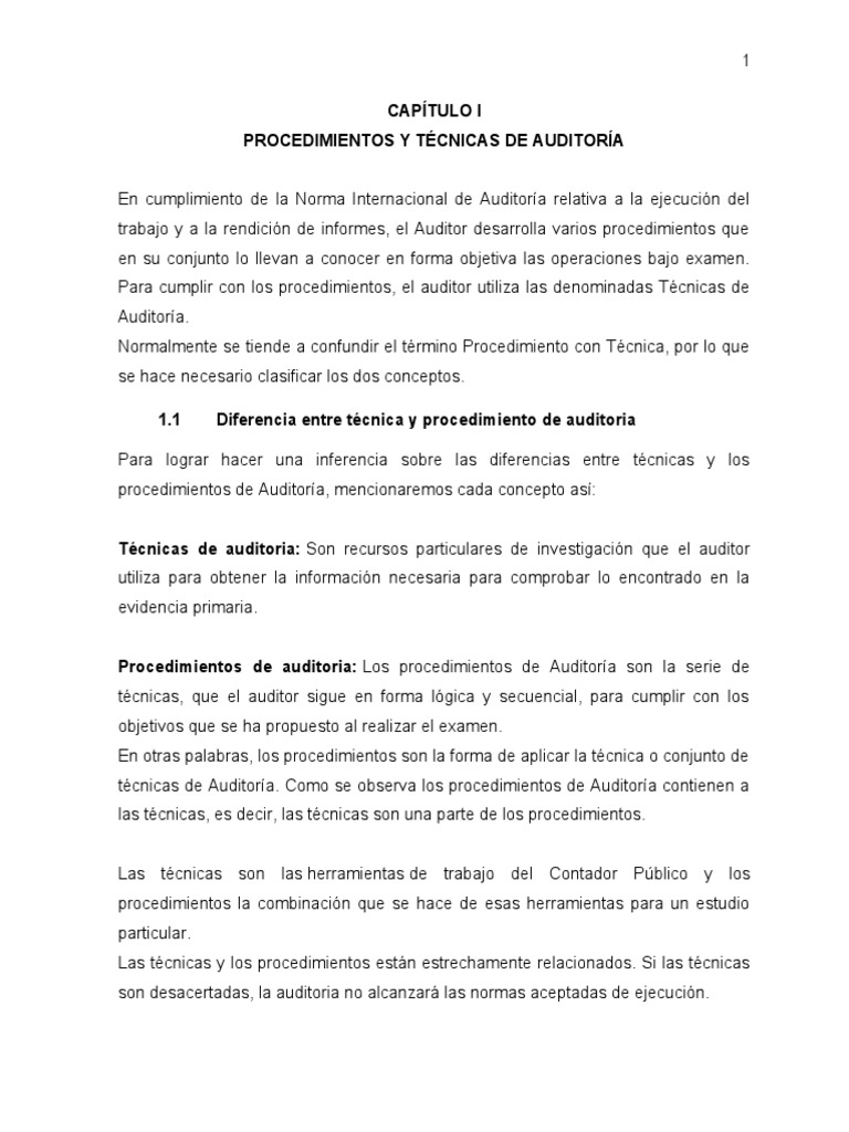 Técnicas y Procedimientos de Auditoría | PDF | Auditoría | Contralor