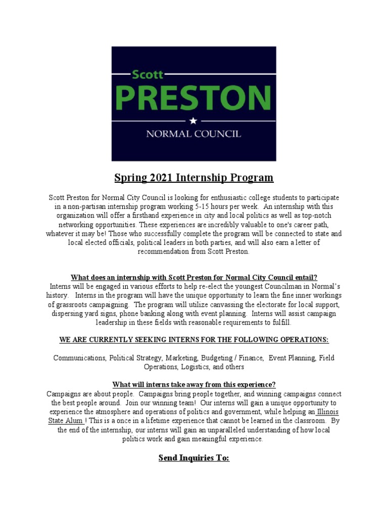 Spring 2021 Internship Program | PDF