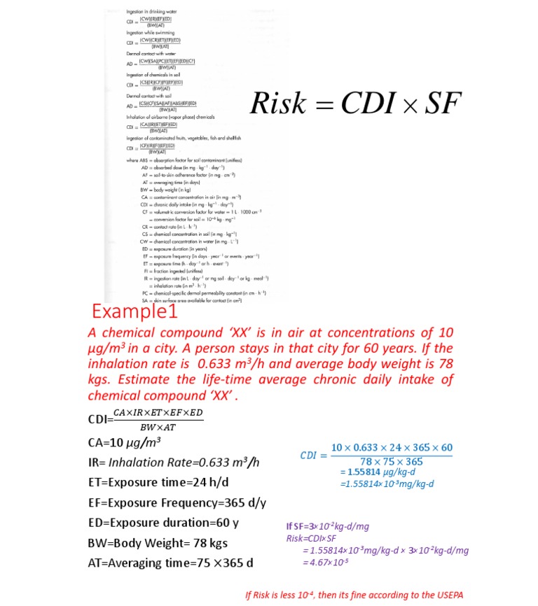 Chronic Daily Intake Calculation | PDF | Teaching Methods & Materials ...