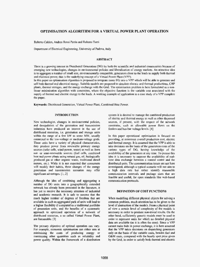 Optimizing Virtual Power Plant Operations | PDF | Electrical Grid ...