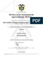 Título de Tecnólogo en Topografía para EDGAR ENRIQUE HERNANDEZ HERNANDEZ