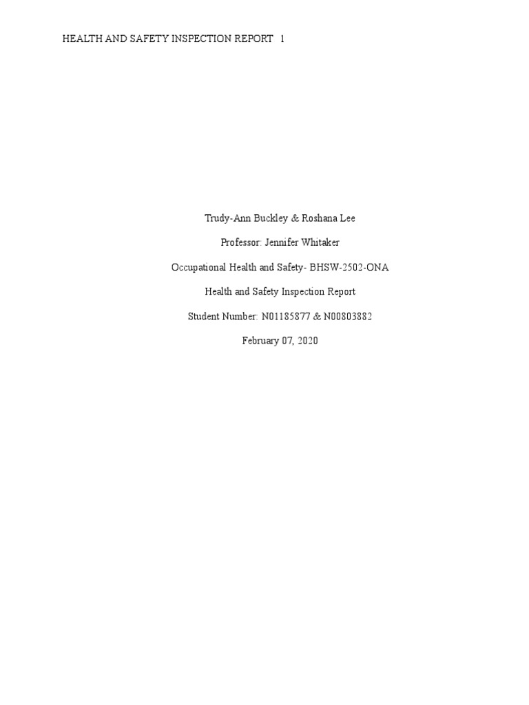 Workplace Safety Inspection Report | PDF | Occupational Safety And ...