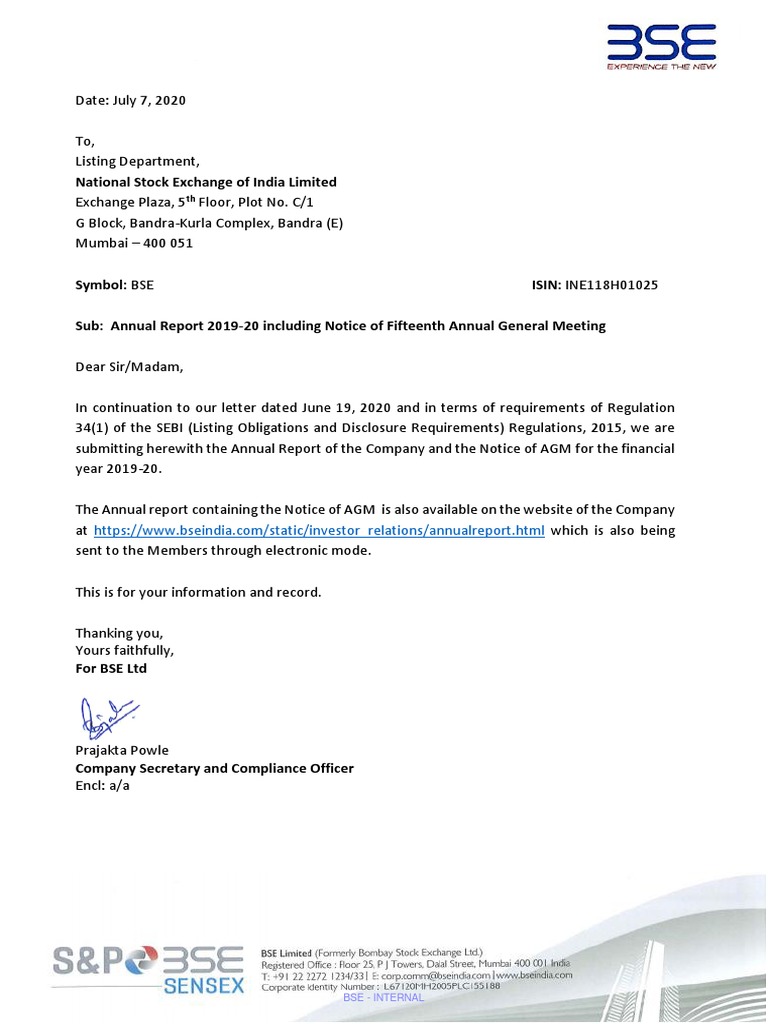 BSE 2019-20 Annual Report | PDF | Tax Treaty | Dividend