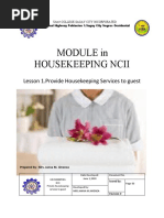 Module in Housekeeping Ncii: Lesson 1.provide Housekeeping Services To Guest