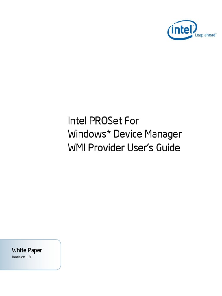 Intel Proset For Windows Device Manager Wmi Provider User S Guide | PDF ...