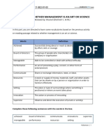 LECTURE Word Study Whether Management Is An Art or Science