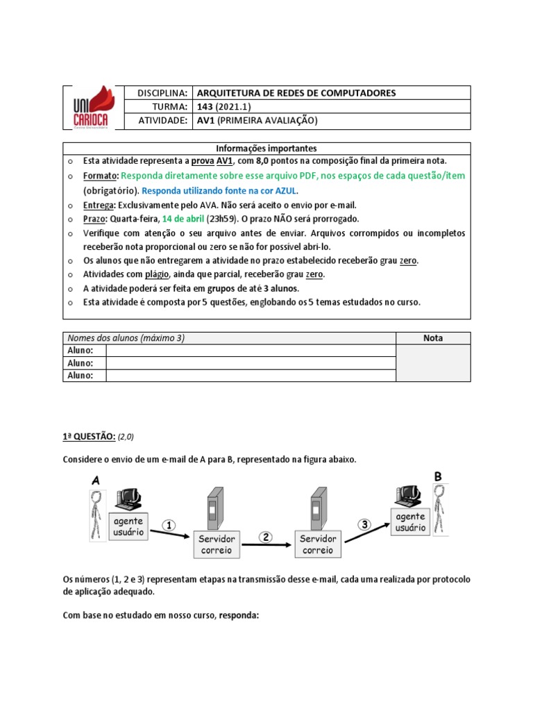 Atividade AV1: Arquitetura de Redes | PDF | P2P (ponto a ponto ...