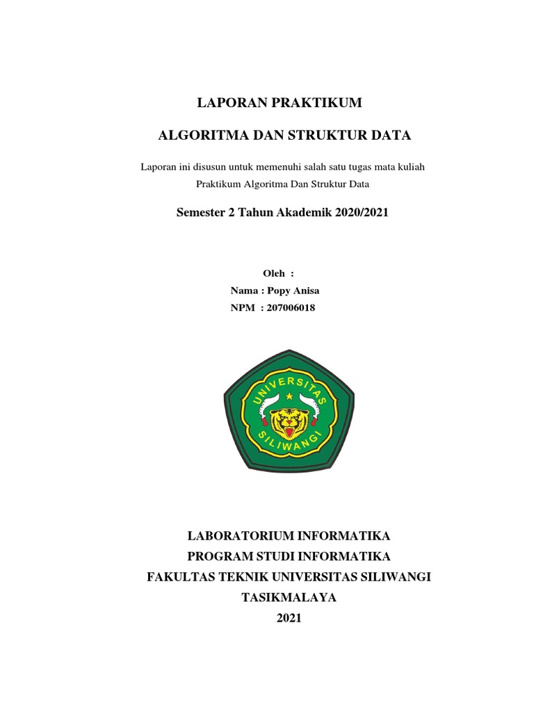 Laporan Praktikum Algoritma & Struktur Data | PDF | Metode & Bahan Ajar ...