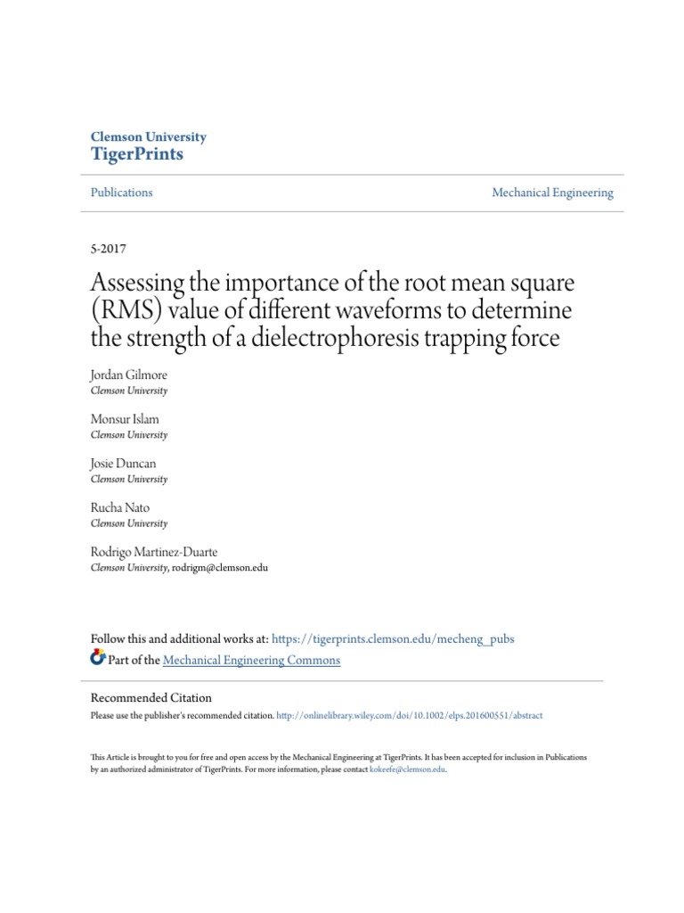 Assessing The Importance of The Root Mean Square (RMS) Value of D | PDF ...