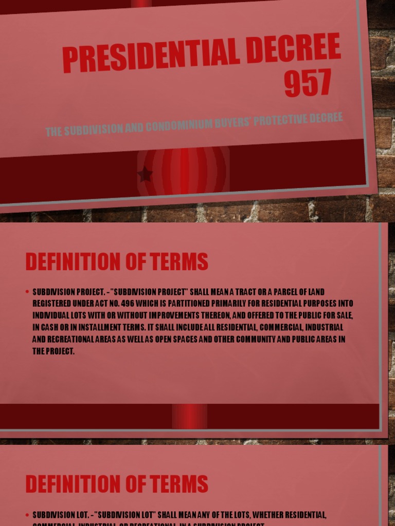 Overview of PD 957 Regulations | PDF | Condominium | Land Lot