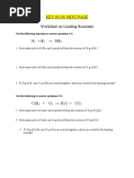 Key Is On Next Page Worksheet On Limiting Reactants: Use The Following Equation To Answer Questions 1-4