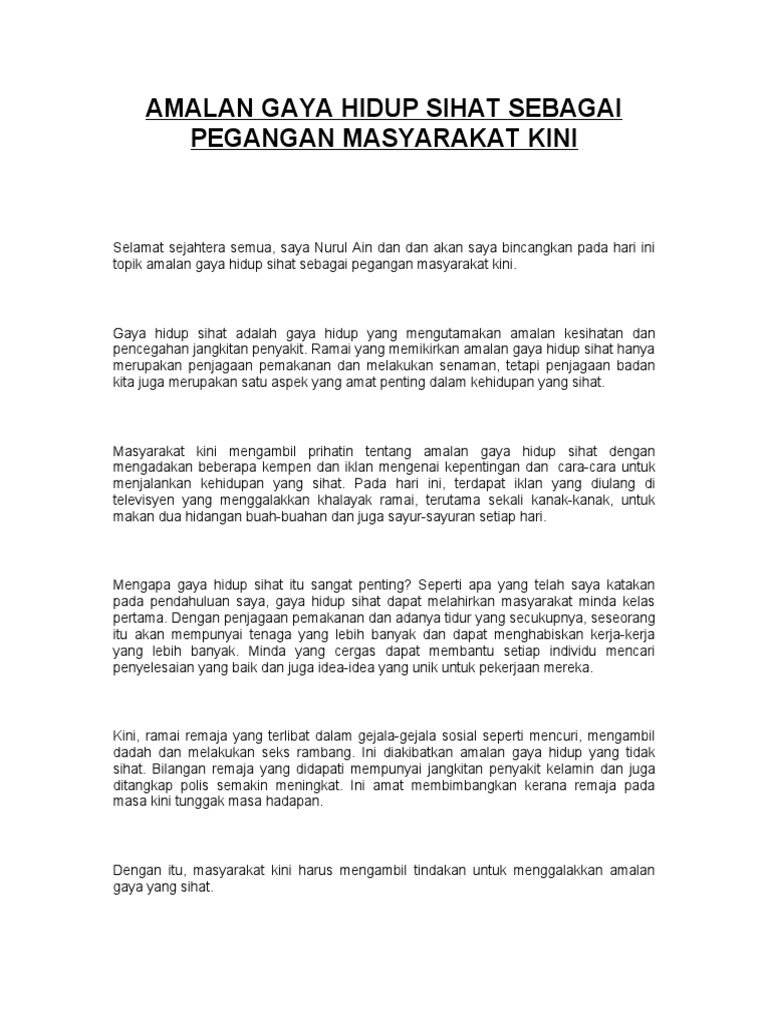 Amalan Gaya Hidup Sihat Nurul Ain Pdf