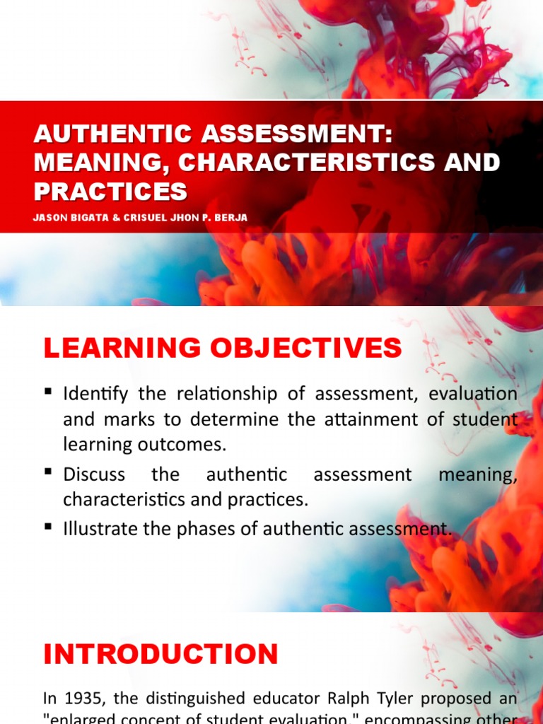 Authentic Assessment: Meaning & Characteristics | PDF | Educational ...