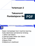 Pertemuan 2 Taksonomi Pembelajaran Mesin