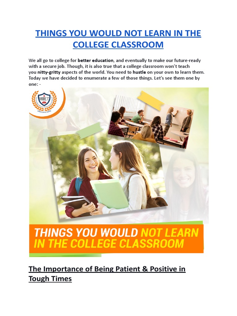 Things You Would Not Learn in The College Classroom | PDF