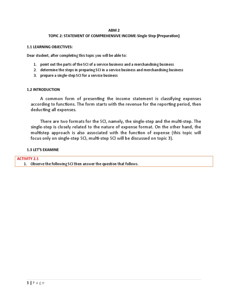 Preparing Single-Step Income Statement | PDF | Debits And Credits | Revenue